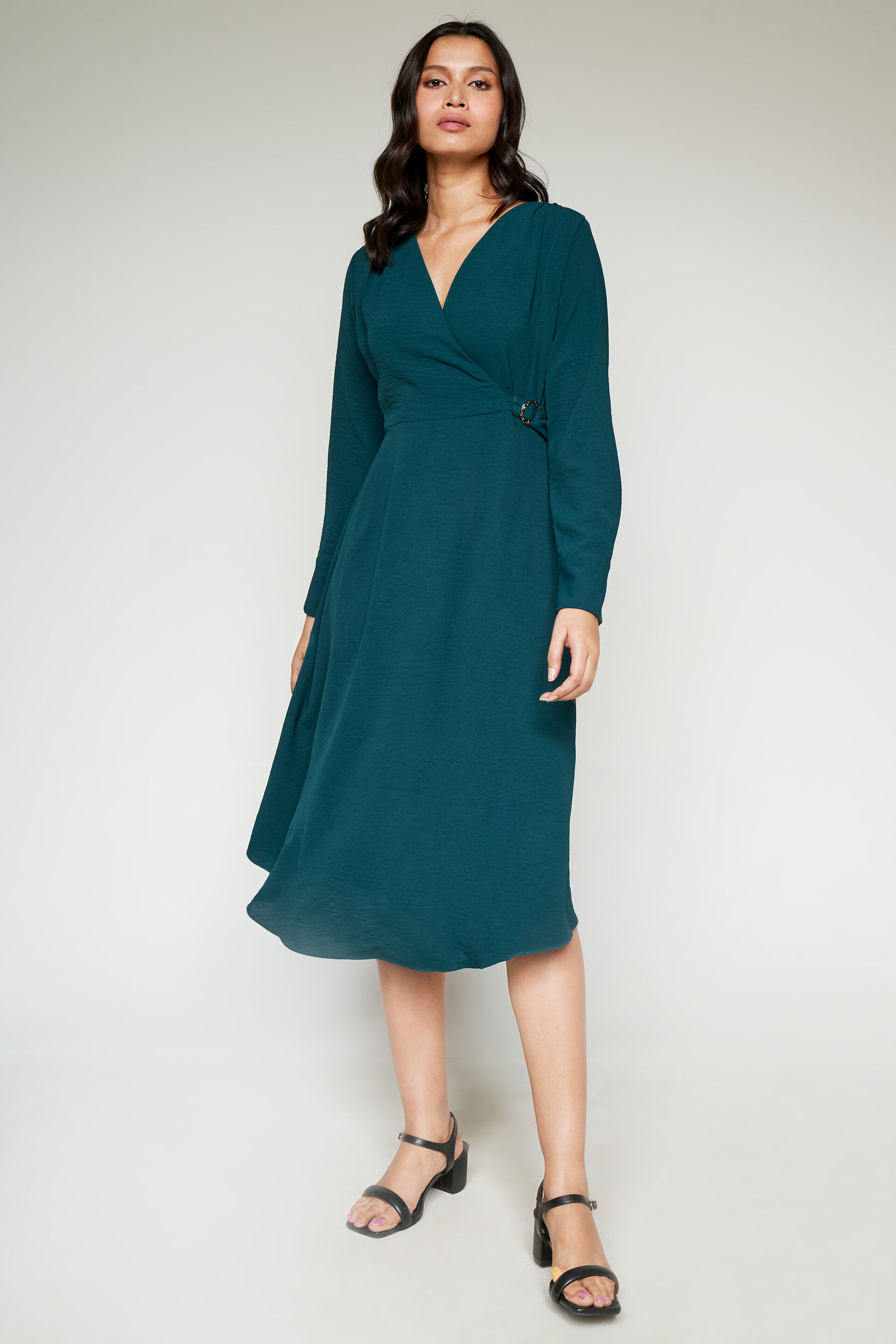Emerald Green Flared Dress, Emerald Green, image 1